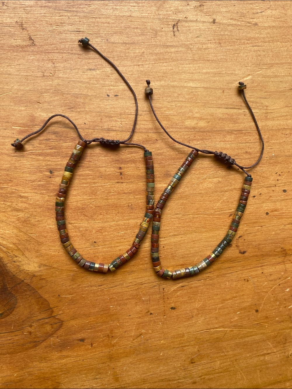 Genuine stone Multi-Tone Beaded Adjustable Bracelets Earthy Green & Brown